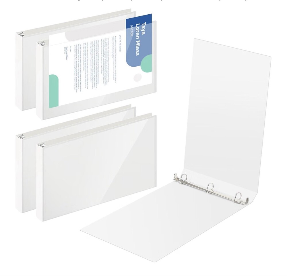 4 Pack - Legal Size 3-Ring View Binder, 8.5 x 14 Landscape, 1 Inch Round Ring